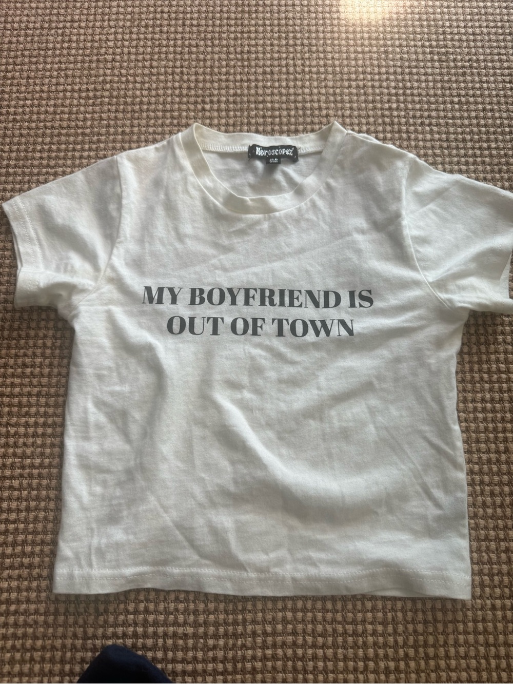 White Graphic Crop Tee – 'My Boyfriend Is Out Of Town'